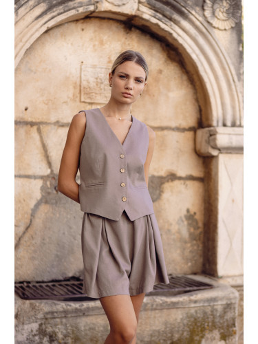 Дамски ленени шорти с връзки