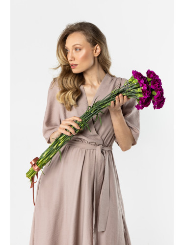 Дамска рокля с прегъната талия и връзки