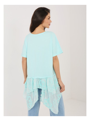 Асиметрична блуза в ментов цвят