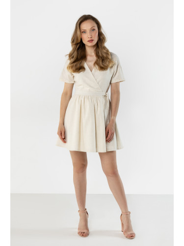 Мини рокля от лен Awama с прегръщащ се капак