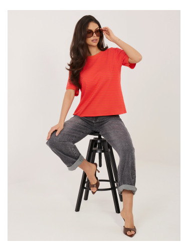 Тениска на флуоресцентно розови райета