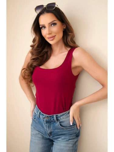 Дамски топ с презрамки и деколте в светло бордо