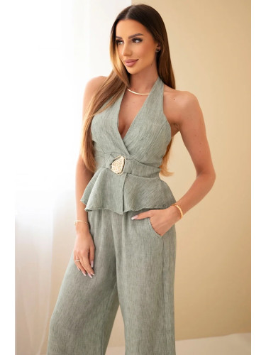 Дамски комплект от вискоза Kesi с топ и широки панталони