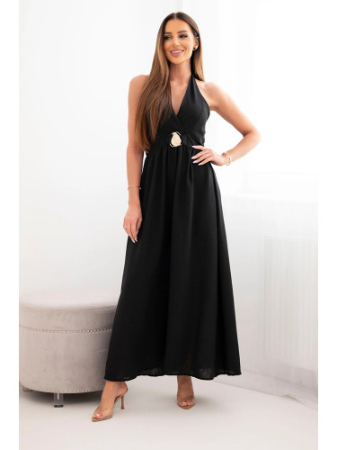 Макси рокля Kesi Włoski с декоративна катарама, черна