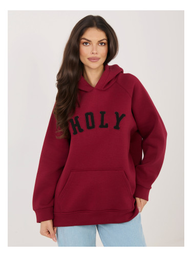 Бордово оувърсайз суитшърт с надпис