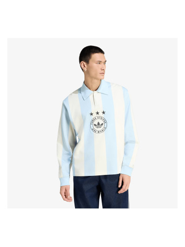 Тениска adidas Graphic Long Sleeve Polo Shirt Ice Blue XXL