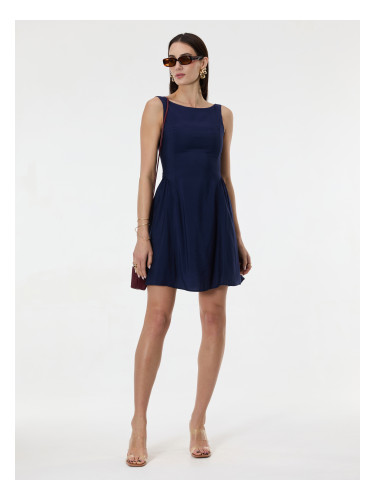 Дамска тъмносиня рокля без ръкави