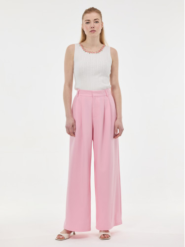 Светлорозови широки дамски панталони ORSAY