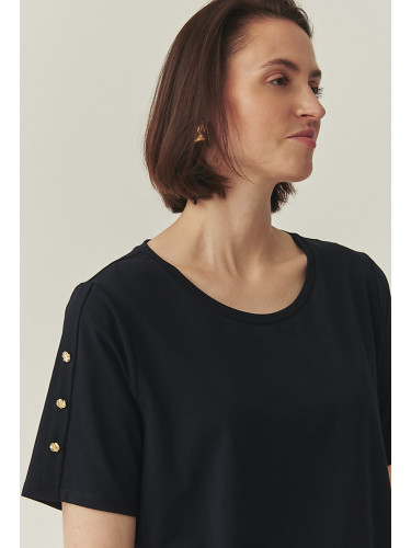 Тъмносиня плетена блуза Wiri Tatuum