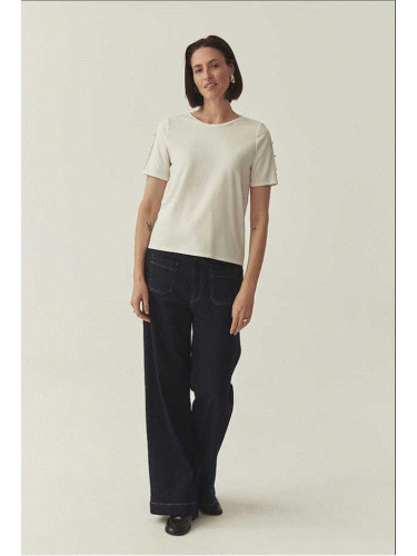 Бяла плетена блуза с модал Wiri Tatuum