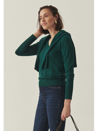 Зелен класически пуловер с Lenzing™Ecovero™