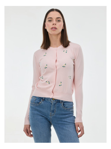 Светлорозов кардиган с бродерия ORSAY