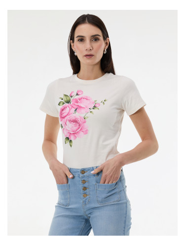 Кремава дамска тениска с щампа ORSAY