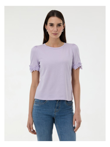 Светло лилава дамска тениска с къс ръкав ORSAY