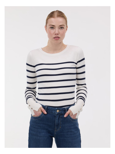 Дамски тъмносин раиран пуловер ORSAY