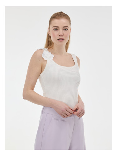 Бял дамски потник с апликация ORSAY