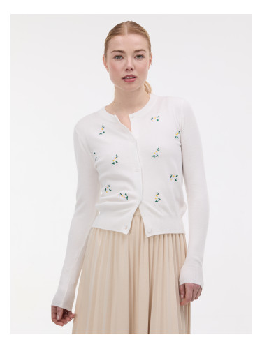 Кремаст дамски кардиган с бродерия ORSAY