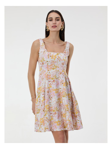 Светлорозова дамска рокля с шарки ORSAY