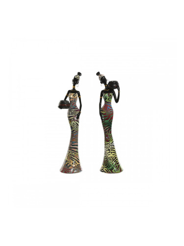 Декоративна фигурка Home ESPRIT Многоцветен Африканка 10 x 7,5 x 38,5 cm (2 броя)