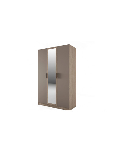 ﻿﻿﻿﻿﻿Трикрилен гардероб Mod 1003 с огледало, Мока/Лате
