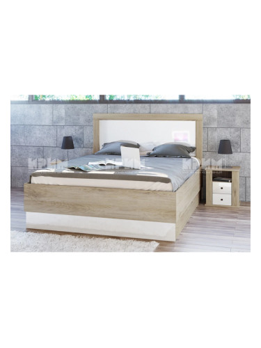 Спален комплект 7031 за матрак 160/200, Сонома арвен/Бял гланц