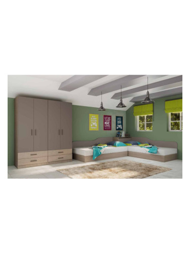 Детски спален комплект модел 7064 за матраци 82/190, Мока/Лате