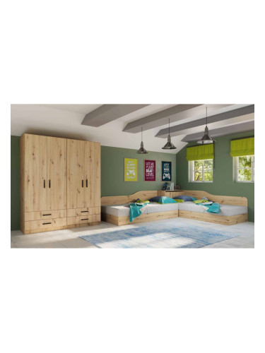 Детски спален комплект модел 7064 за матраци 82/190, Дъб артисан