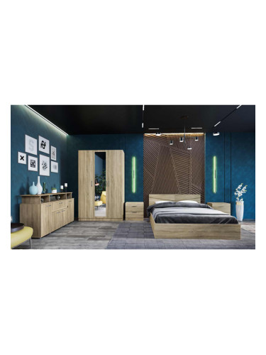 Спален комплект Модел 7073 за матрак 160/200, Сонома тъмна