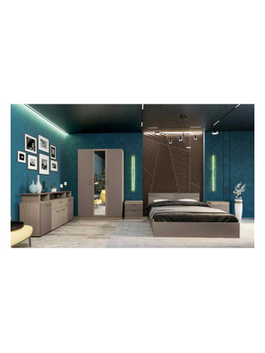 Спален комплект Модел 7073 за матрак 160/200, Мока/Лате