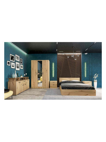 Спален комплект Модел 7073 за матрак 160/200, Дъб артисан