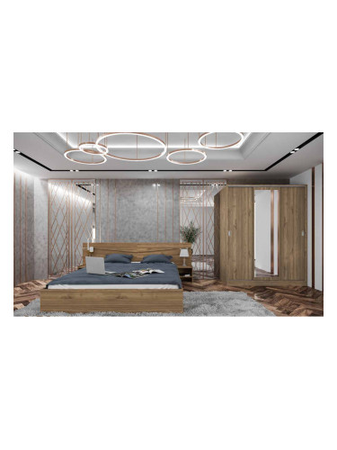 Спален комплект модел 7074 за матрак 160/200, Орех адмирал