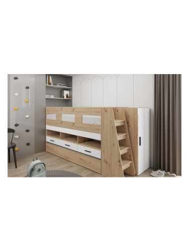 Детски спален комплект модел 5052 с двуетажно легло, Дъб Артисан/Бял Гланц