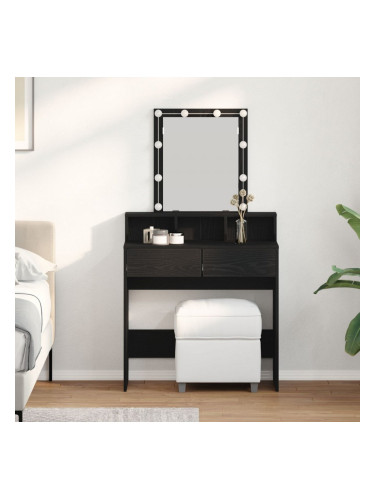 Sonata H Тоалетка с Огледало и LED Светлини Черен Дъб Инженерна Дървесина