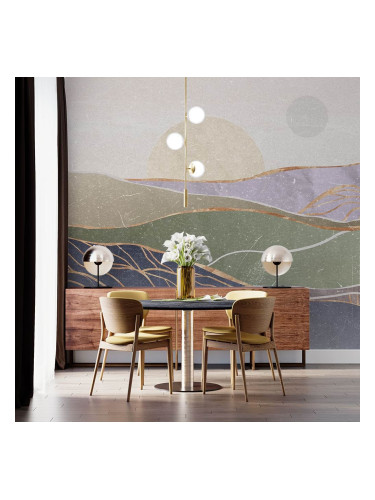 Абстрактен пейзаж с пастелни хълмове – Фототапет