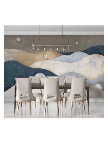 Фототапет с абстрактни вълни и сребристи елементи