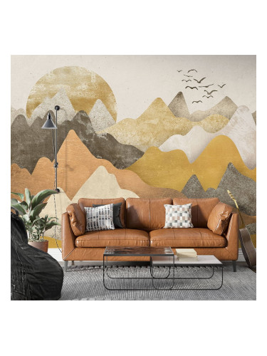 Фототапет с геометрични планини в топли земни тонове