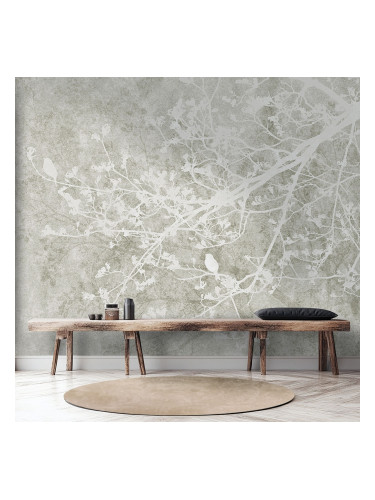 Фототапет с клони и птици в неутрални тонове