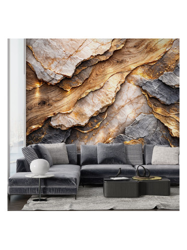 Фототапет златни жилки върху камък