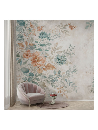 Фототапет с нежни цветя в пастелни тонове