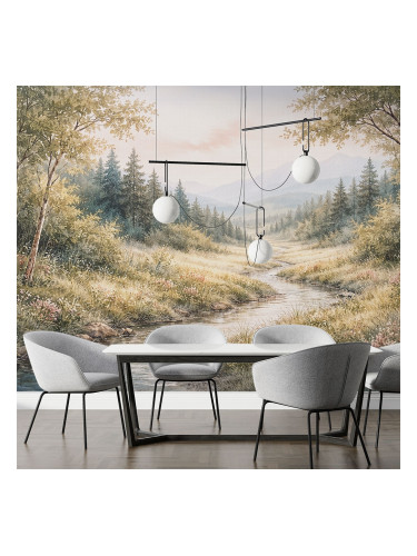 Фототапет планински пейзаж с река