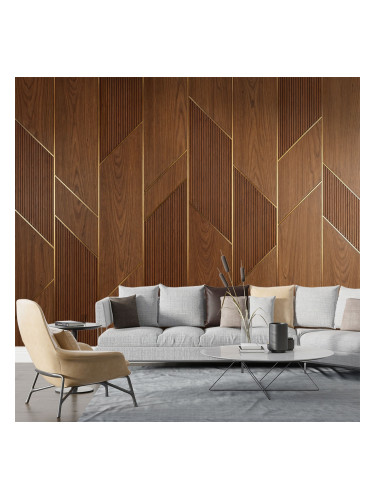 Фототапет дървени панели с геометричен дизайн