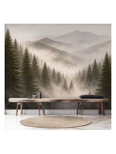 Фототапет планинска мъгла с борове