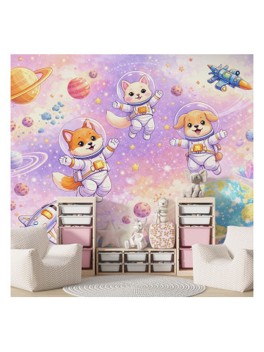 Детски фототапет космос с животни астронавти