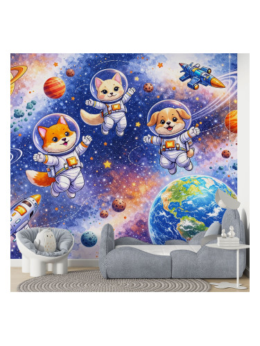 Детски фототапет космическо приключение с астронавти