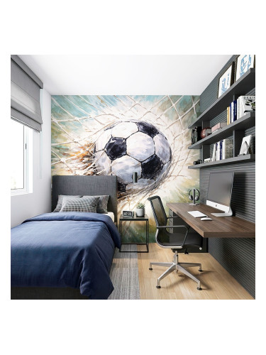 Фототапет футболен удар в мрежата