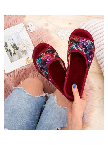 Дамски чехли NS-051 в бордо змийски мотив