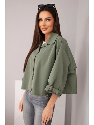 Дамско късо каки яке с копчета