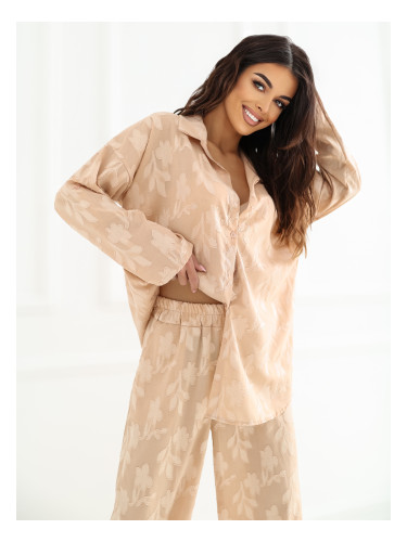 Прасковен летен тоалет с изпъкнал модел