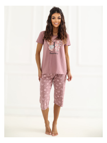Памучна пижама, тъмно розова