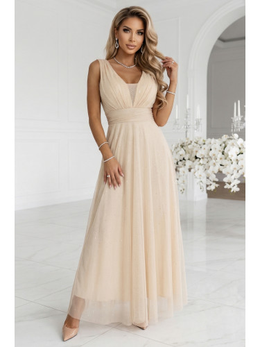 Макси рокля с брокатен блясък и деколте